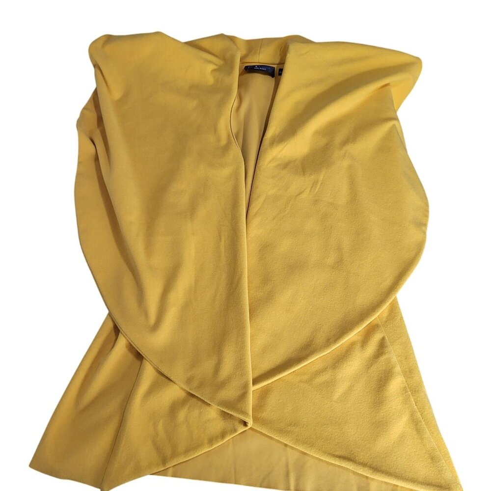P. LUCA MILANO Women's One Size Sleeveless Velvet Shawl Vest Mustard Yellow